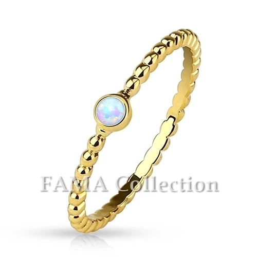Gorgeous FAMA Opal Set 14Kt Gold Plated Braided Brass Stackable Ring Size 5-8