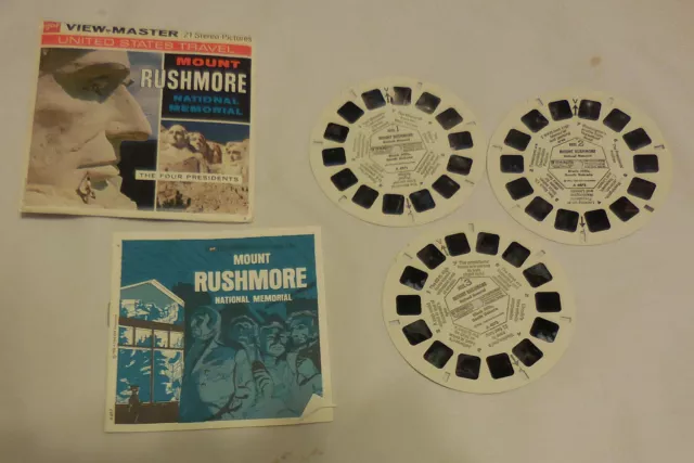 3 reels,Mount Rushmore National Memorial 1966 View-Master Packet A 4871 - 3, VTG