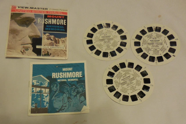 3 reels,Mount Rushmore National Memorial 1966 View-Master Packet A 4871 - 3, VTG