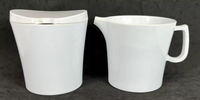 Vintage 1970s White Bessemer Creamer & Lidded Sugar Bowl