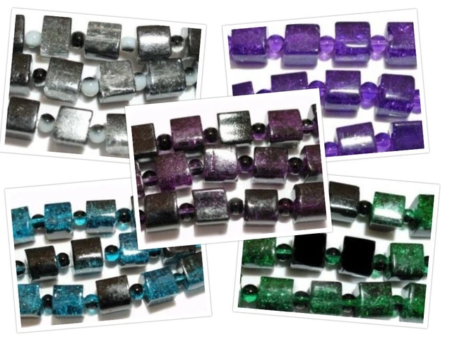 6 mm, 8 mm, 10 mm, Crackle Würfel, Perlen, Glas Schmuck, Armband, Kette, basteln