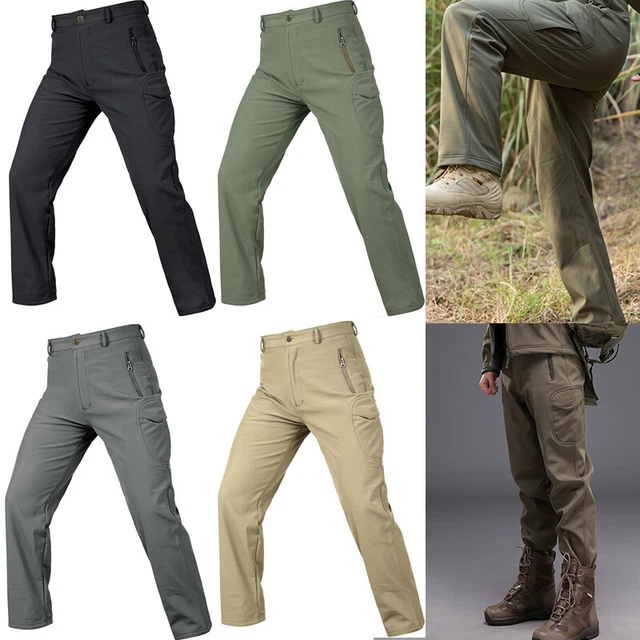 Pantaloni da trekking uomo tessuto non tessuto foderato impermeabile isolato borse sci cargo hos