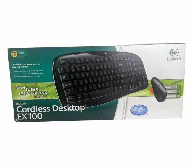 LOGITECH Cordless Desktop Keyboard And Cordless Mouse EX 100 Wireless