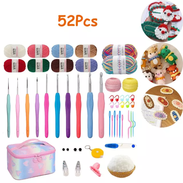 Ergonomic Knitting Crochet Hook Sets Crochet Yarn Accessories Xmas Gift UK 52PCS