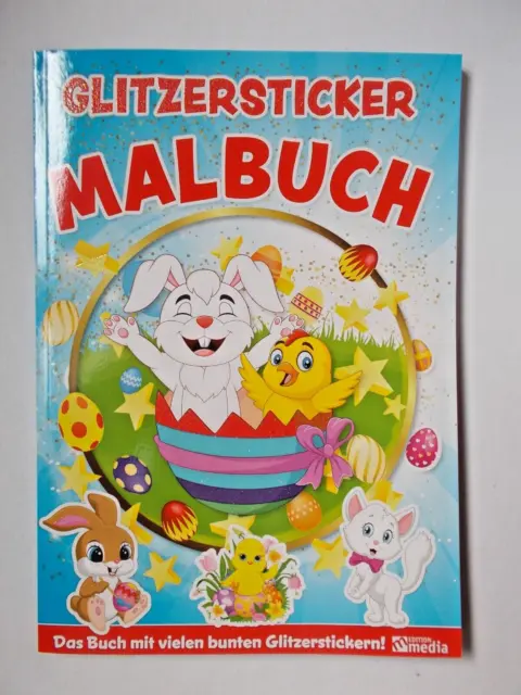 Glitzersticker Malbuch Mal- u. Rätselspaß 132 S. Frühling Ostern Formen Farben