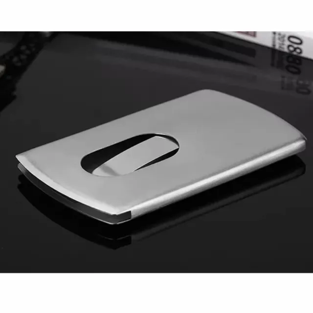 Stainless Steel Thumb Slide Out Pocket Business  ID Credit Card Holder Case AU 3