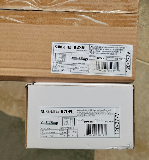 Eaton Sure-Lites Exit Sign (EUXRL1) & Aluminum Housing (EUX6RH)