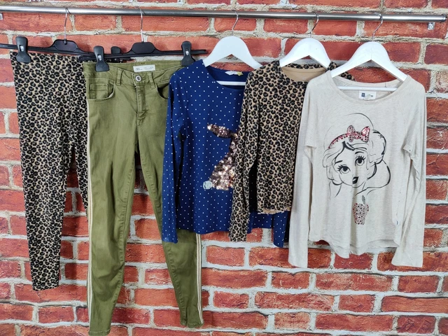 GIRLS BUNDLE AGE 8-9 YEARS GAP ZARA etc JEANS LEGGINGS T-SHIRT LEOPARD SET 134CM