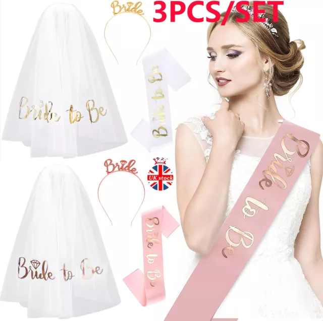 BRIDE TO BE Veil On Comb Tiara Sash Team Bride Hen Party Night Do Accessories 2