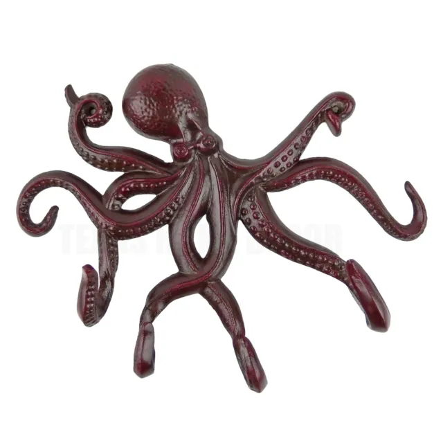 Aluminum Octopus Tentacles Wall Hook Key Towel Coat Hanger Rack Brown Maroon