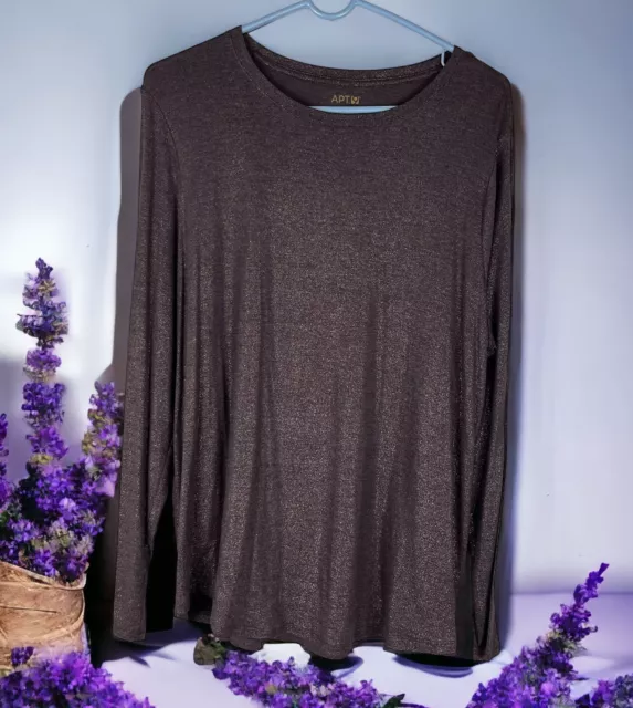 Apt. 9 Modern Essentials Crew Neck T-Top Bronze Metallic Women's Size XL ~ NWT