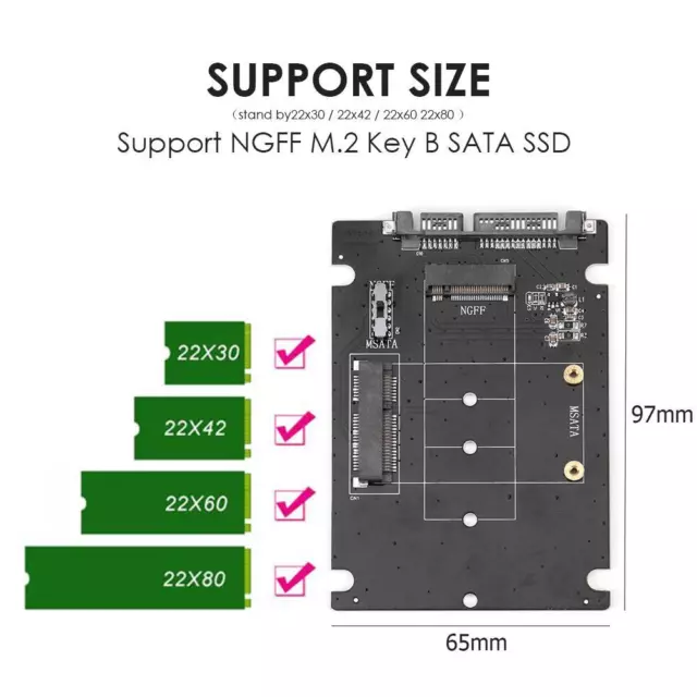 2 in 1 mSATA to SATA NGFF M.2 to SATA3 Converter SSD Solid State Disk Drive Card