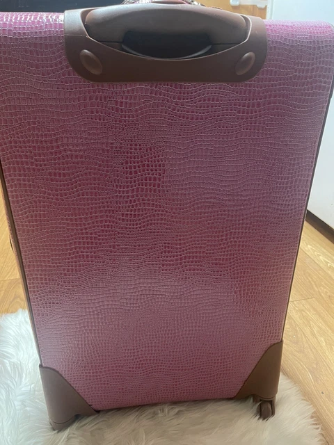 SAMANTHA BROWN classic CROC EMBOSSED 25" SPINNER WHEELED RADIANT ORCHID/CAMEL 20
