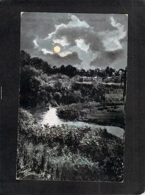 B6578 Australia SA Adelaide River Torrens at night pu1906 vintage postcard
