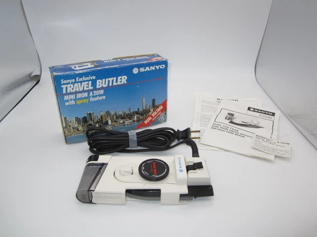 Sanyo Travel Butler Mini Iron Model A201N Vintage Dual Voltage