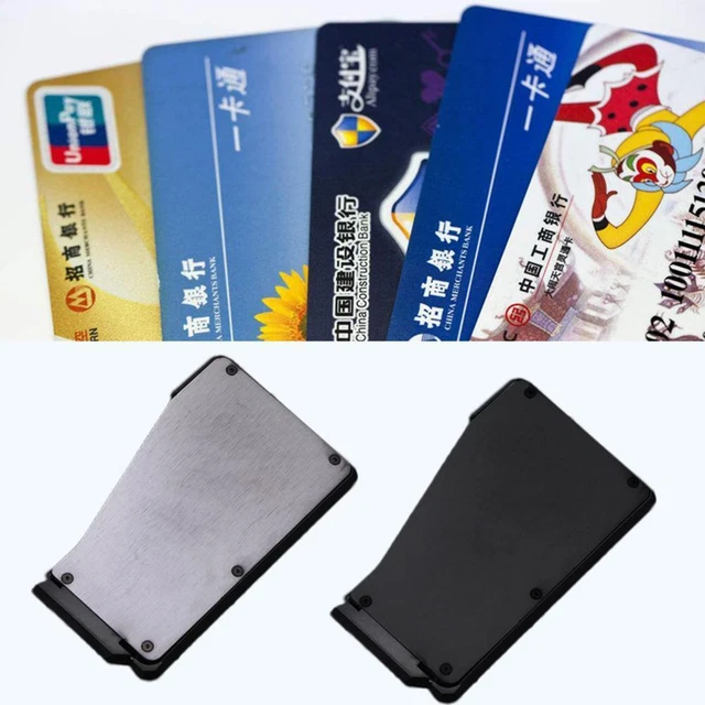 Schneller Zugang Slim Wallet Black Aluminium Card Storage V4Z0 Bag W3J5