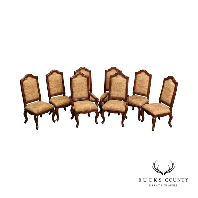 French Louis XV Style Set of Eight Carved And Upholstered Dining Chairs French Louis XV Style Set of Eight Carved And Upholstered Dining Chairs