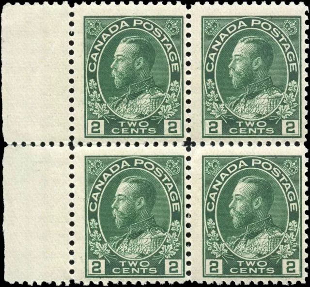 Canada Mint NH F 2c Scott #107 Block of 4 1922 King George V Admiral Stamps