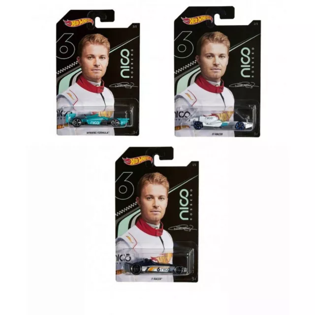 Mattel Hot Wheels Nico Rosberg Set of 3 Cars Cars Racing Cars NEW