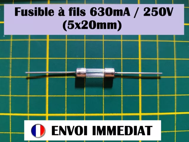 Cartouche Fusible verre à fils rapide F630mA / 0,63A / 250V (5x20mm)