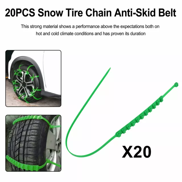 20PCS Snow Tire Chain Anti-Skid Belt pour Car Truck SUV Emergency Winter Driving