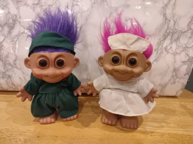 Vintage Troll Dolls 7" Pair