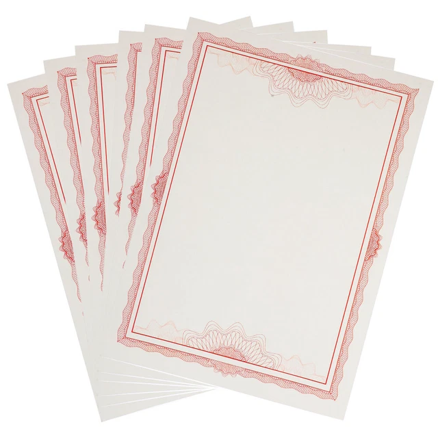 6 SHEETS OF Blank Certificate Paper Printable Paper Award Paper