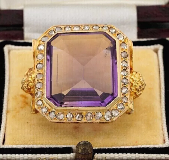 Men's Bishop Ring 5Ct Ascher Lab-Created Purple Amethyst 14K Yellow Gold Finish