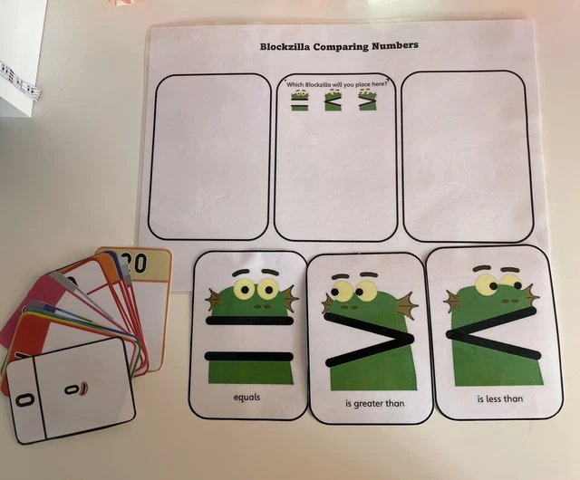 Number Blocks Comparing Numbers NEW LAMINATED NUMBERBLOCKS Blockzilla Comparing Numbers Activity Set ...