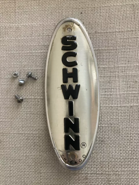 Vintage Schwinn gold tinted headbadge w/ 4 screws