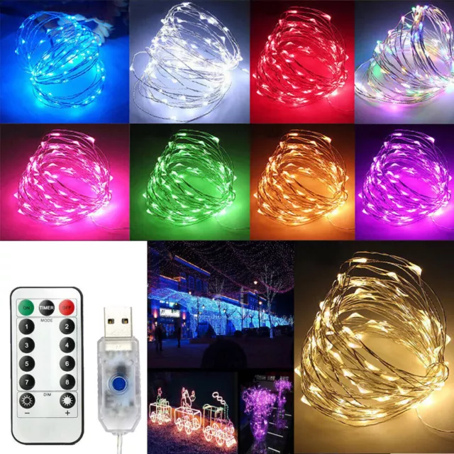 5m/20m LED String Fairy Lights Copper Wire Twinkle USB Wedding Party w/ Remote