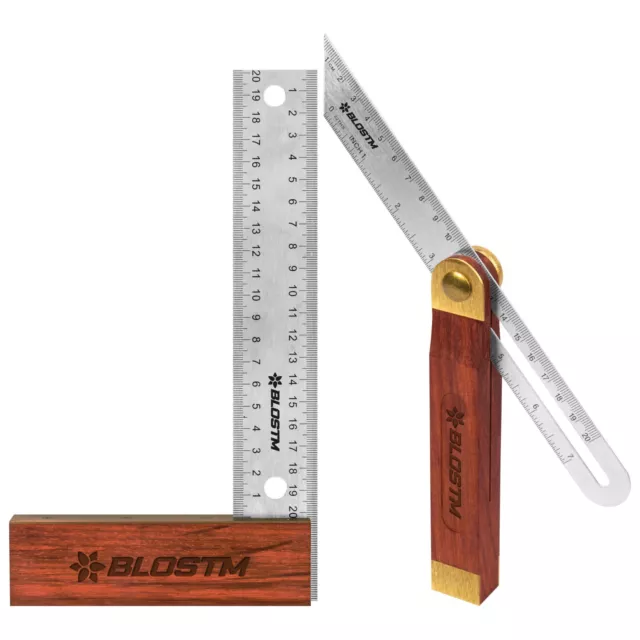 BLOSTM Carpenters Square Set 8" Try Square & 9" Adjustable Bevel Woodworking