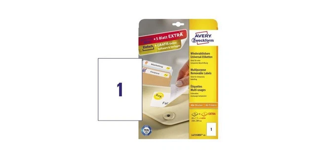 AVERY Zweckform Universal-Etiketten L4735REV-25 210x297mm weiß 25 Blatt