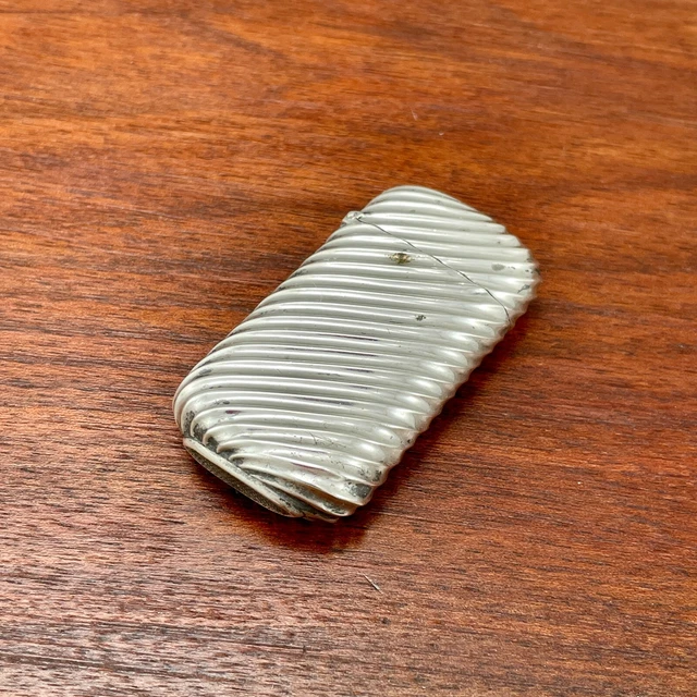 American Art Deco Sterling Silver Match Safe Diagonal Ribbing No Monogram