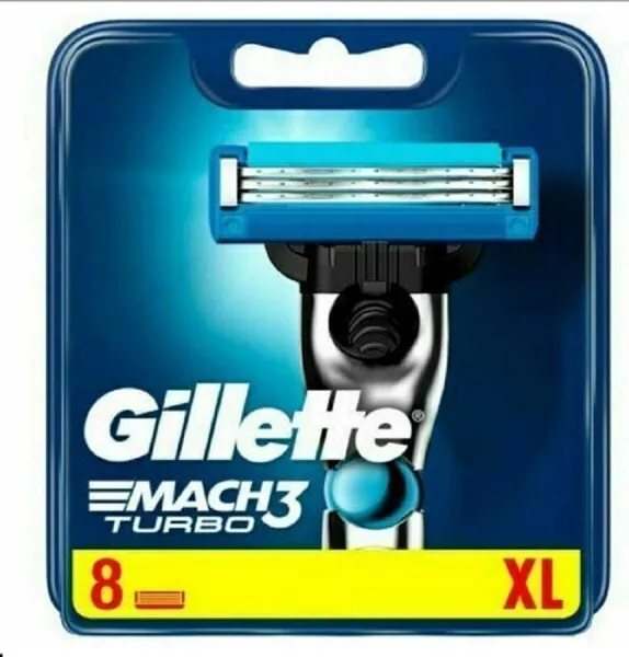 Gillette MACH 3 Turbo, 8 Rasierklingen Minen für Herren, empfindliches Skinguard XL