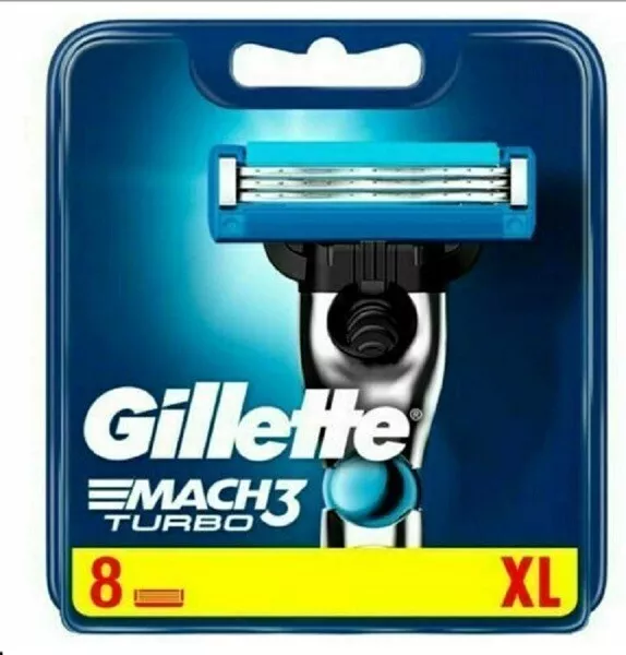 Gillette MACH 3 Turbo, 8 Razor Blades Refills For Men, Sensitive Skinguard XL