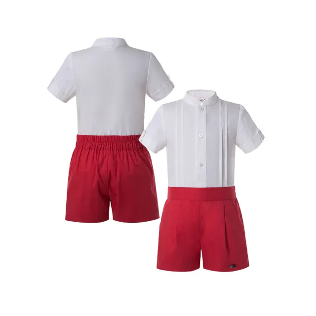 Pantaloni camicia formali neonato rom bambini rom set 2 pezzi abiti rossi