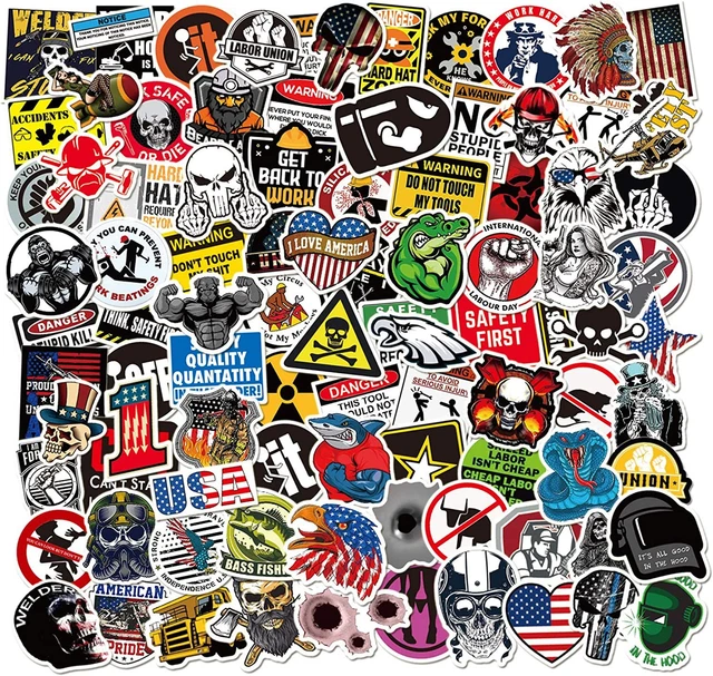 Hard Hat Stickers 105pcs Funny Construction Sticker Pack Vinyl Multicolor