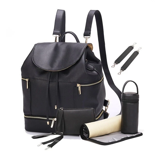 PU Leather Baby Diaper Backpack Travel Maternity Nappy Changing Pad Waterproof