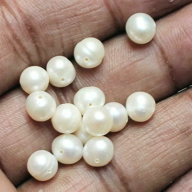 Lot de gros de perles d'eau douce naturelles rondes de 6,5 mm en vrac...