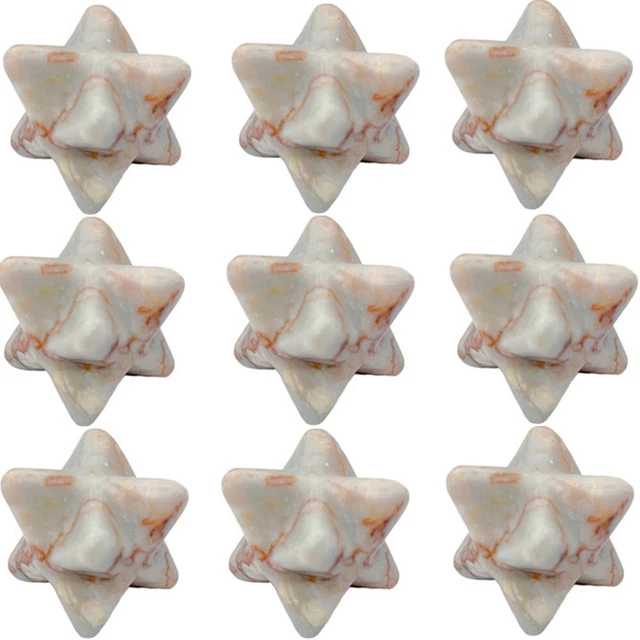 20pcs 25mm Natural Red Grid Stone Merkaba Star Healing Reiki Adventurine Decor