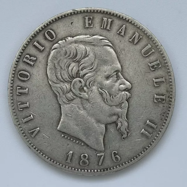 ITALIE - ITALY - 5 Lire Vittorio Emanuele II  1876 R - Argent - Silver