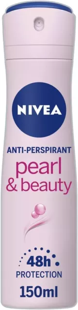 Nivea Pearl and Beauty 48h Anti-Perspirant Deodorant Spray, 150ml- 3 & 6 Pack