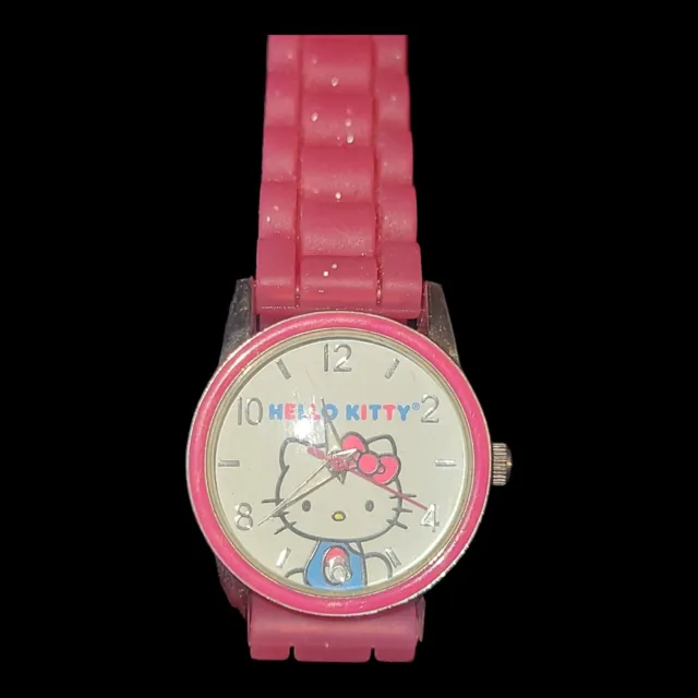 Hello Kitty Sanrio 2012 Wrist Watch Pink Glitter Strap New Battery