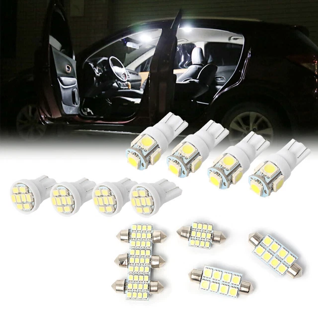 14pcs White LED Lighting Package for T10 & 31mm 42mm Dome Map Interior Lamps