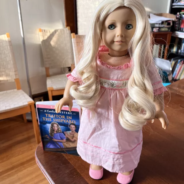 New Wig! American Girl Doll 18" Caroline Abbott in Meet Dress 2012 GUC w/ Book