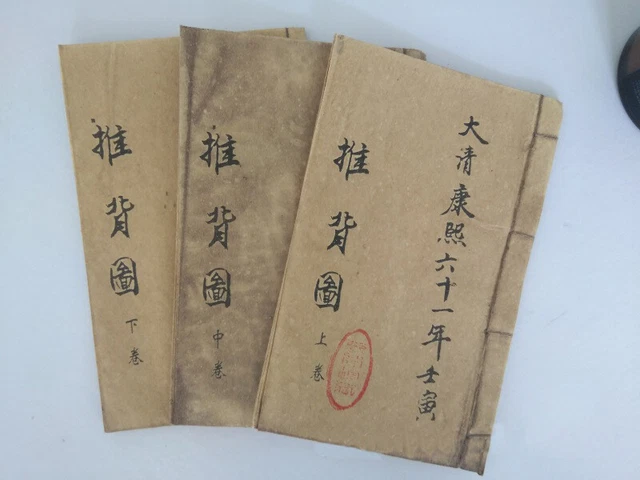 3pcs/set Chinese Tradition Old Hand Painted Ancient Book Figure Push Back Books