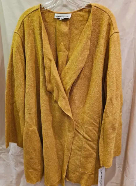 $325 Neiman Marcus Caroline Rose Lana Fantasia Sweater Jacket Women's 3X Gold