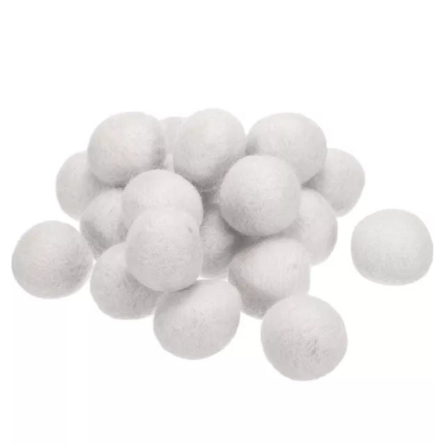 Laine Feutre Billes Perles Laine Feutrage Tissu 3cm 30mm Blanc Paquet de 20