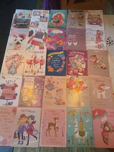 GREETINGS & BIRTHDAY CARDS X 25 3.99 Girls NEW + ENVELOPES JOB lot wholesale 